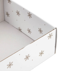 White Square Gift Box with Snowflakes | 220x220x90 mm | Superbox