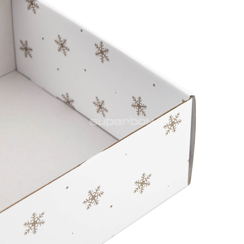 White Large Square Gift Box with Clear Window and Snowflakes