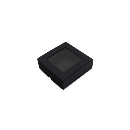 Чёрная квадратная коробка с окошком, 150x150x50 мм