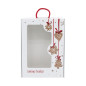 White Gift Box with Window, Handle and Red Christmas Pattern