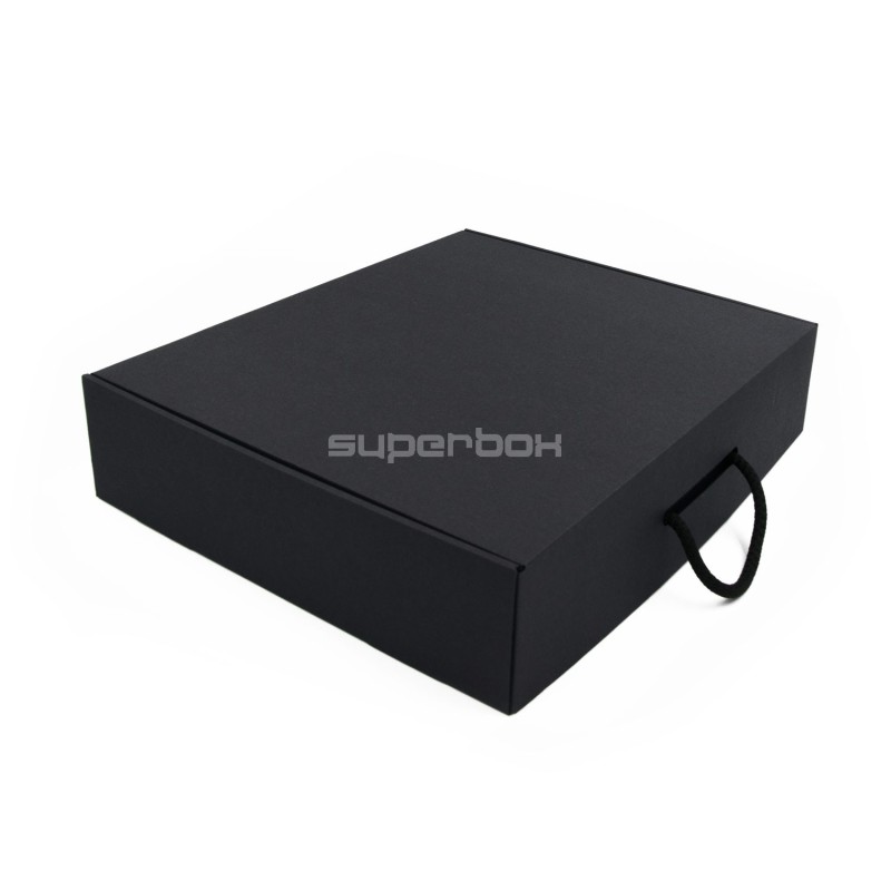 Black Large Gift Box of Suitcase Type with Textile Handle