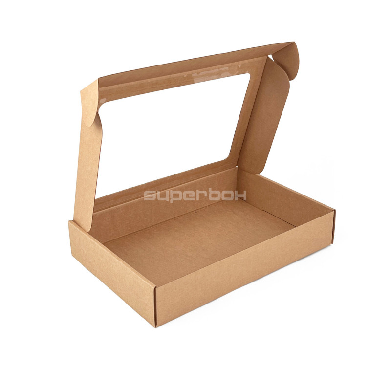 Brown Gift Box with PVC Window, Height 5 cm