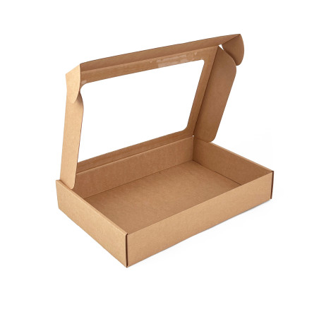 Brown Gift Box with PVC Window, Height 5 cm