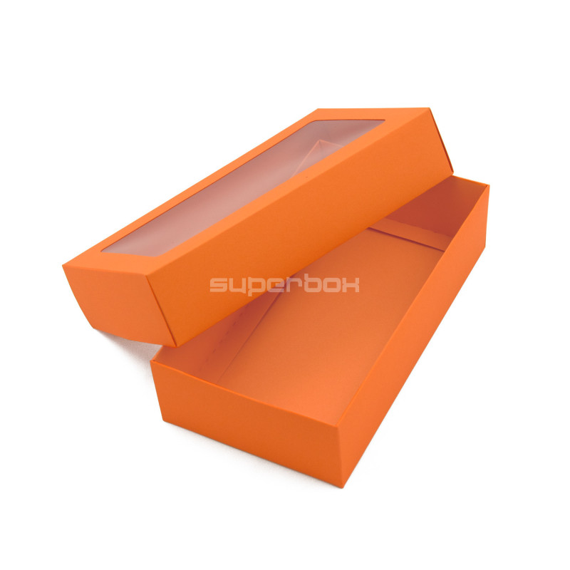 Orange Two Piece Cardboard Gift Box with Window