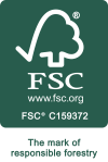 Знак сертификата FSC, подтверждающий, что продукция Superbox и Mazus соответствует высоким стандартам устойчивого развития и социальной ответственности.